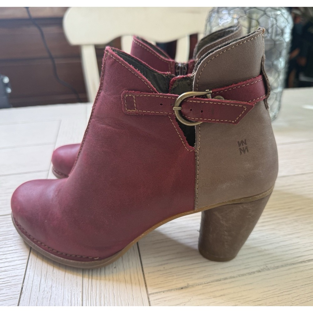 El Naturalista Women Colibri N472 Ankle Boots, Dark Red & Tan MSRP $199 Sz 40 EU